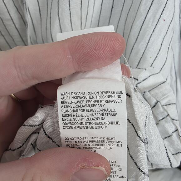 Yest White Black Pinstripe One Button 100% Linen Coastal Lightweight Blazer Sz 6 - Picture 6 of 8